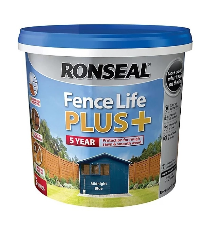 Ronseal Fence Life Plus + 5L Midnight Blue 
