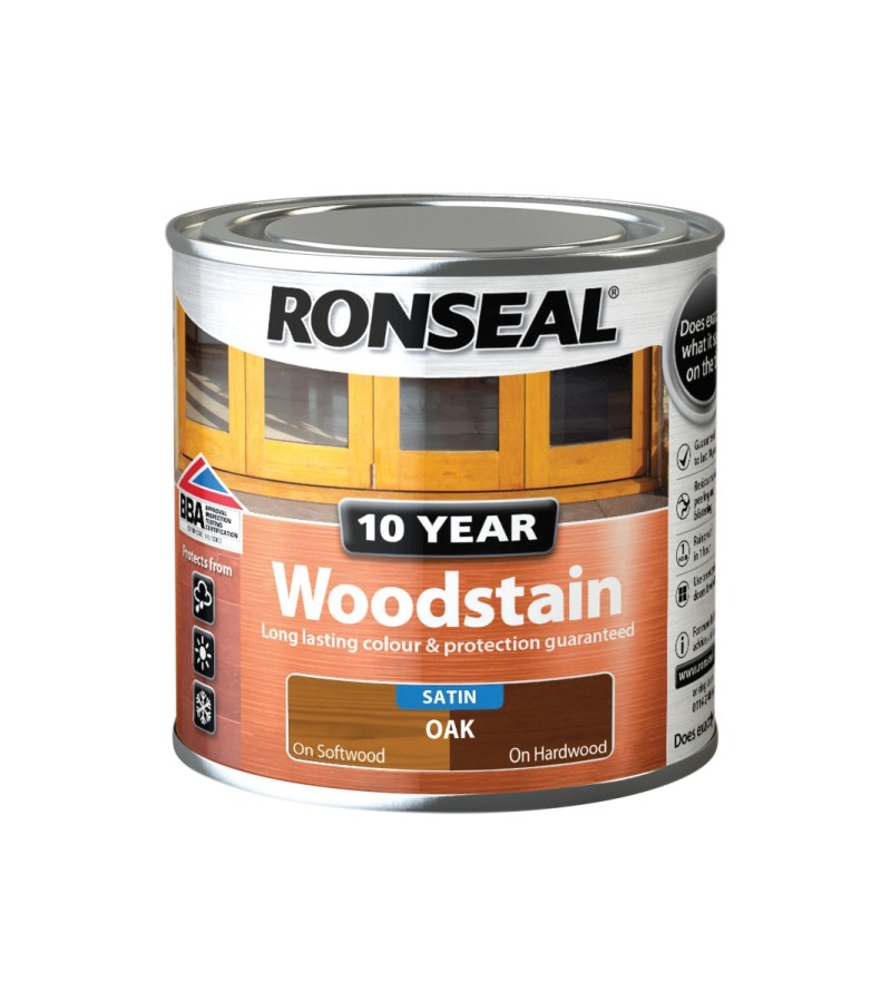 Ronseal 10 Year Woodstain Oak Satin 250ml
