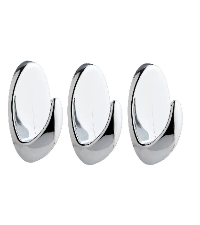 S6472 Securit Removable Oval Hooks Chrome 30mm x 50mm (3 Pack)