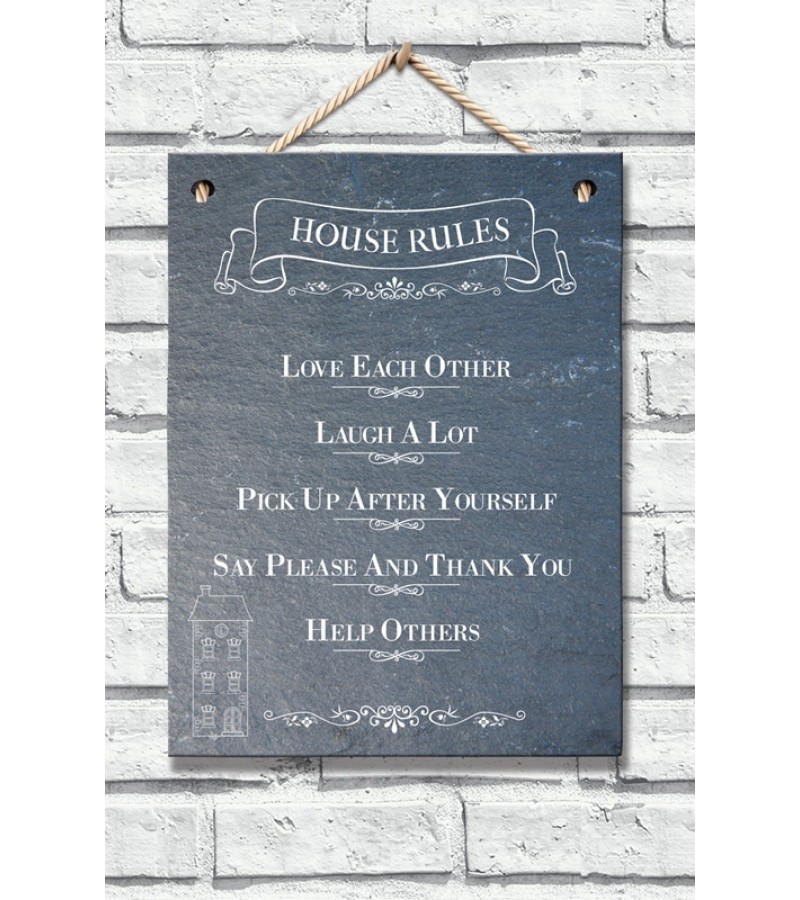 House Rules Slate Plaque