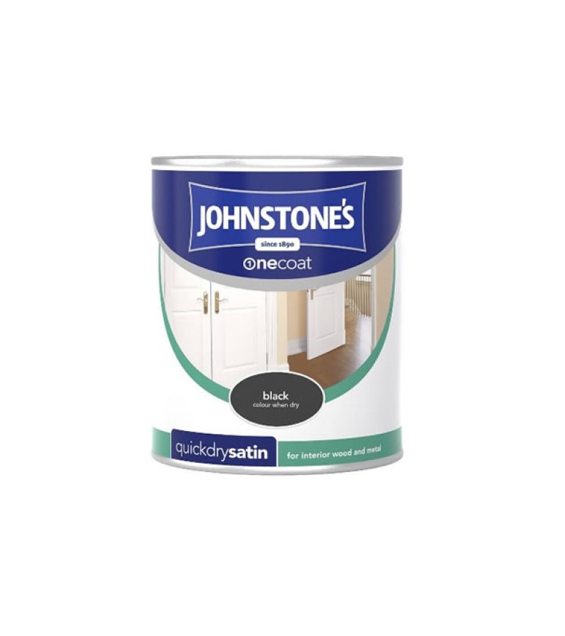 Johnstones One Coat Satin Paint 750ml Black