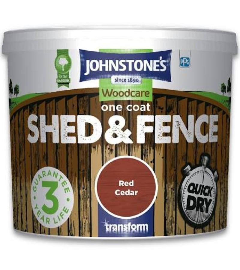 Johnstones One Coat Shed & Fence Paint 5L Red Cedar