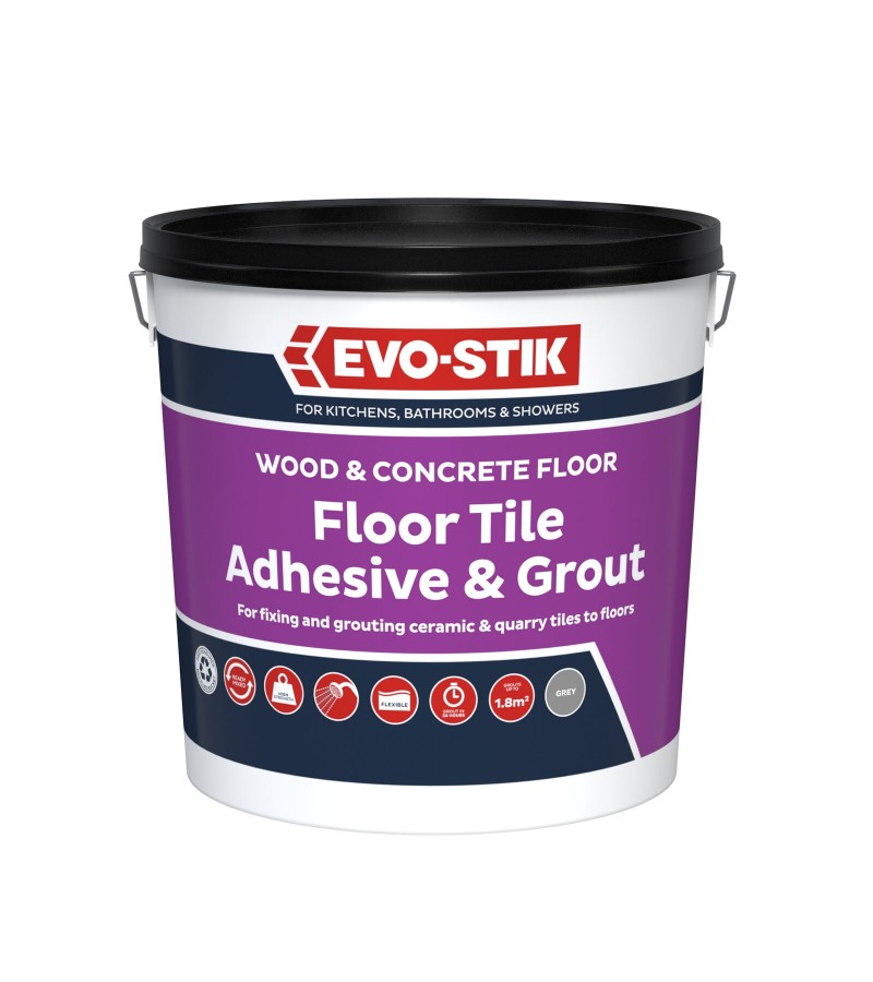 Evo-stik Floor Tile Adhesive & Grout Grey 5Ltr