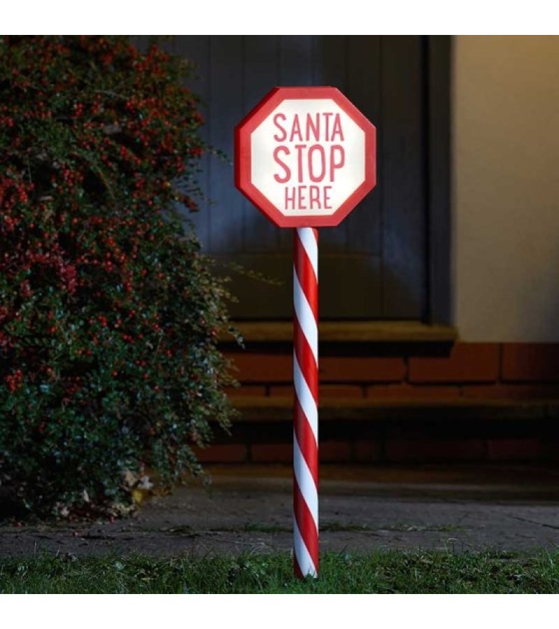 Christmas Santa Stop Here Light Up Sign