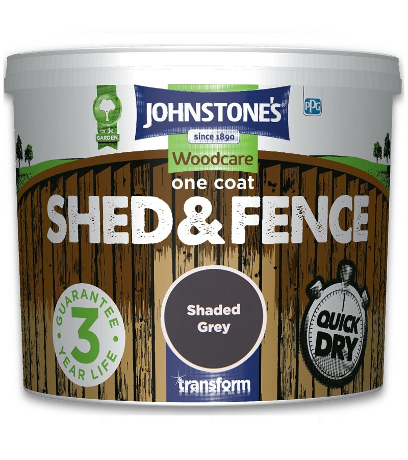 Johnstones One Coat Shed & Fence Paint 5L Shaded Grey