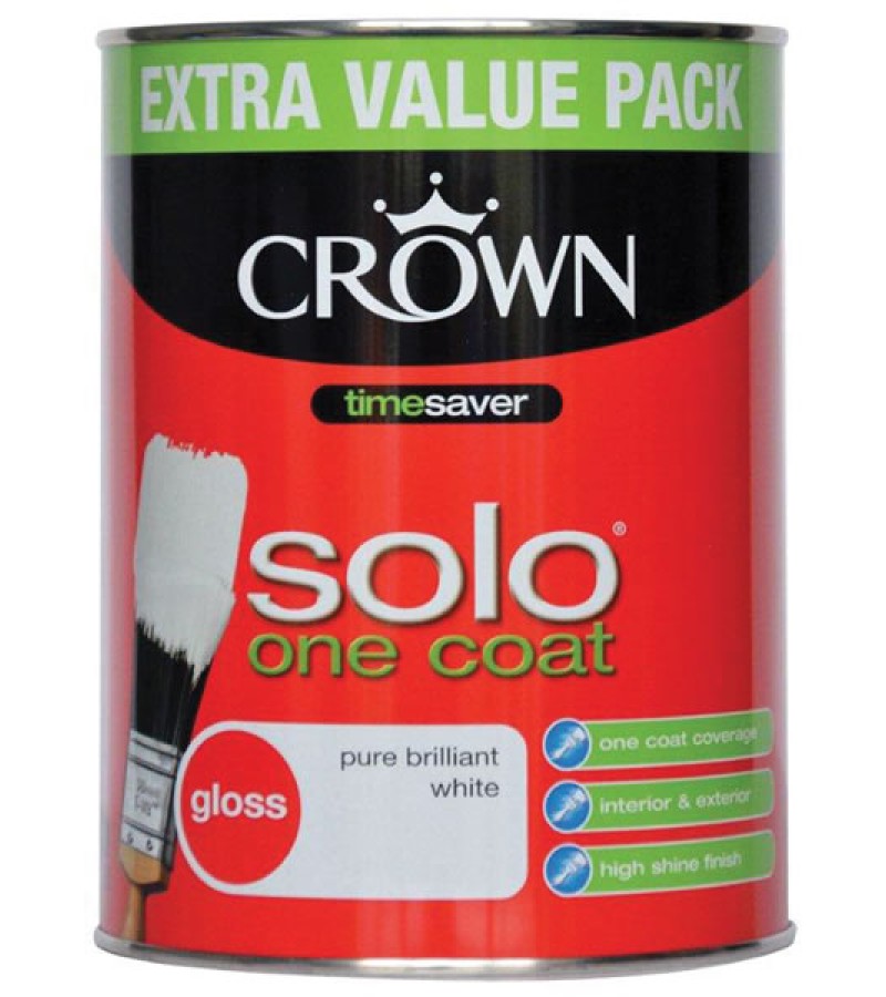 Crown Solo Gloss Paint 1.25L Brilliant White