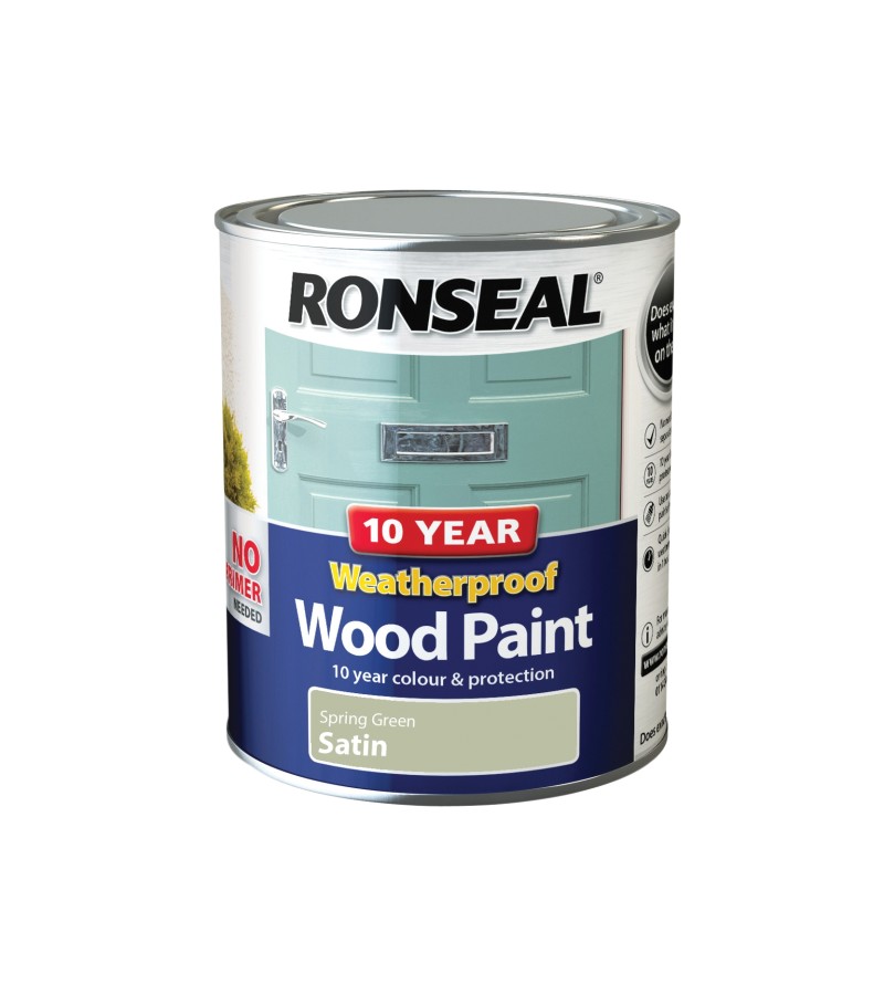 Ronseal 10 Year Weatherproof  Wood Paint Spring Green Satin 750ml