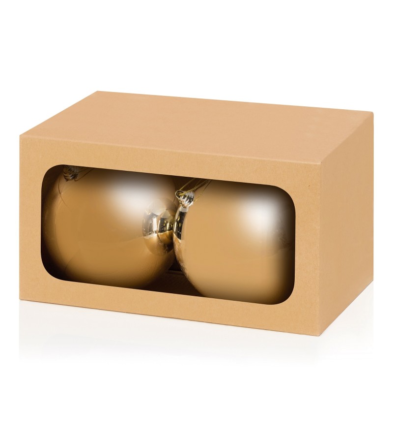 Christmas (2 Pack) Shiny Baubles 20cm Gold