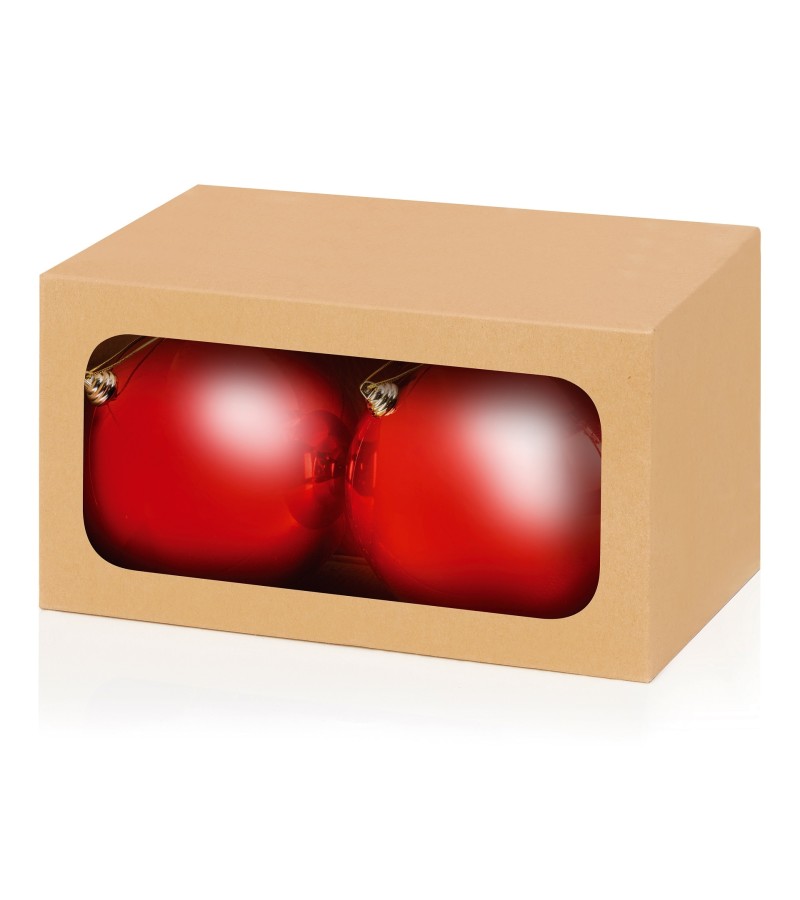 Christmas (2 Pack) Large Shiny Baubles 20cm Red