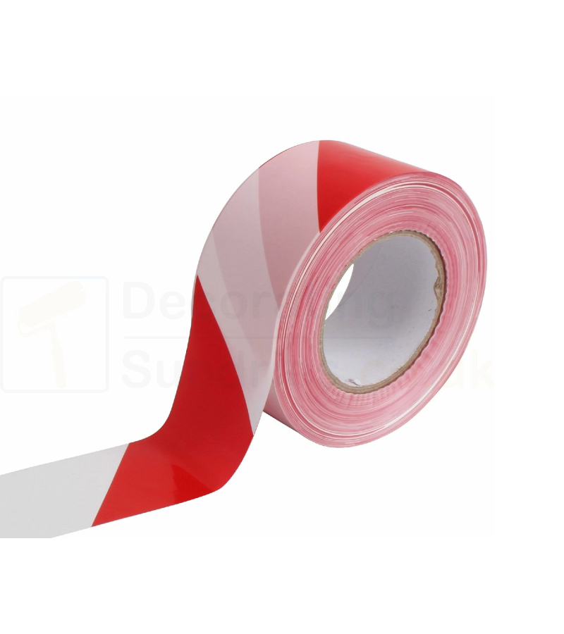 Red & White Warning Tape 60mm x 200m
