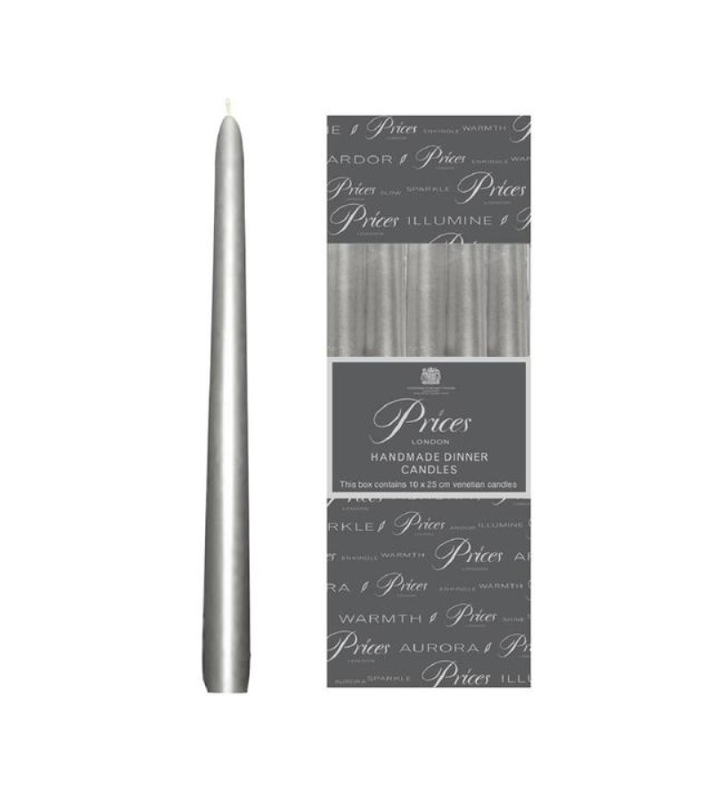 Prices Venetian 10" Candles (10 Pack) Silver