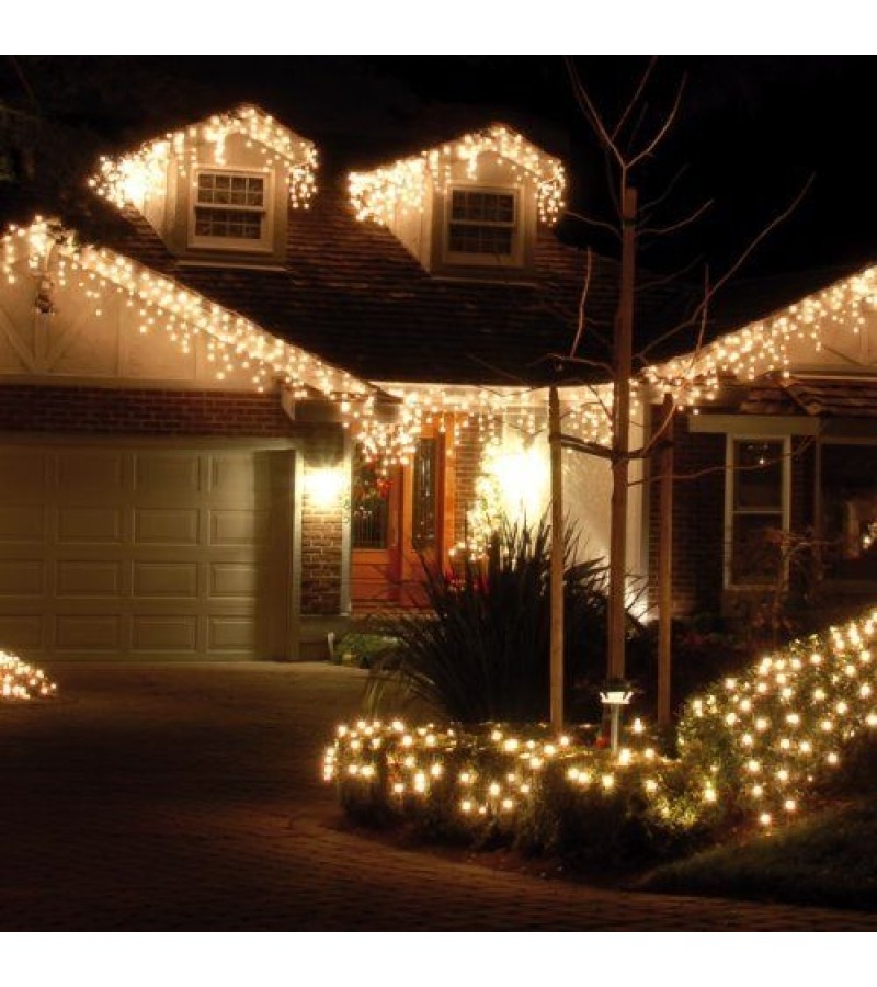 Christmas Premier Frosted Icicle Lights 7.5m - Warm White 