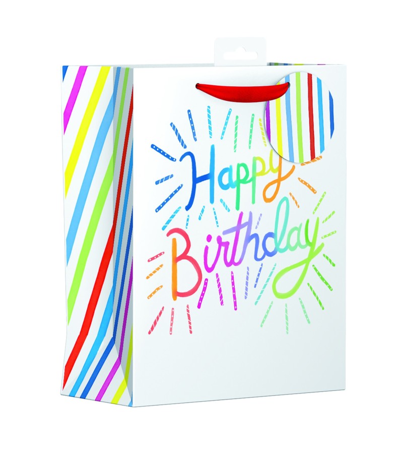 Happy Birthday Bright Coloured Gift Bag 26.5cm