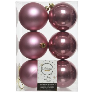 Christmas Shatterproof Baubles (6 Pack) Velvet Pink