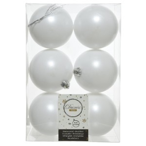 Christmas Shatterproof Baubles (6 Pack) White