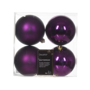 Christmas 4 Pack Shatterproof Baubles Violet (10cm)
