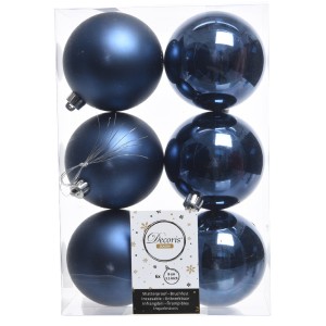 Christmas Shatterproof Baubles (6 pack) Navy Blue