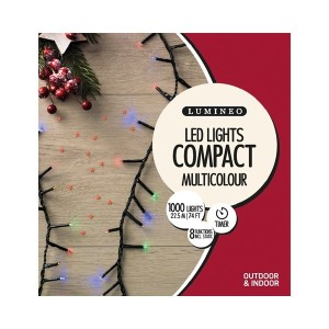 Compact Christmas Lights (1000) Multi-Coloured - Green Cable