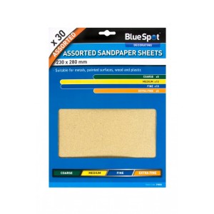 BlueSpot Sandpaper Sheets (30 Piece) Assorted