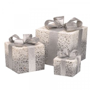 Christmas Silver Sparkly Faux Gift Boxes - Set of 3
