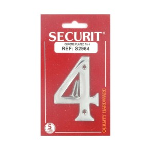 Securit S2964 75mm Numeral 4 (Chrome)