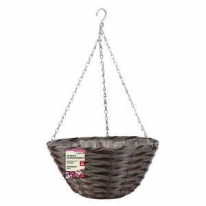 Pinto Faux Rattan Hanging Basket 14 inch