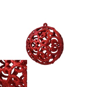 Christmas Glitter Lace Bauble Red 