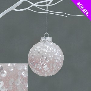 Christmas Pink Blush White Frost Ombre Bauble