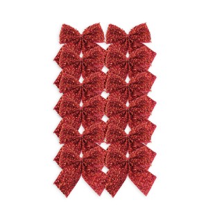 Christmas Tinsel Bows (8cm) Red