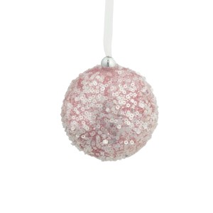 Christmas Luxe Sequin Bauble 8cm Pink