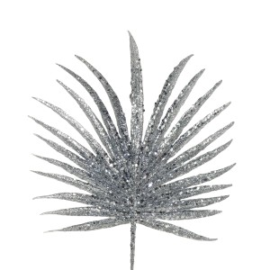 Christmas Glitter Palm 29cm Silver
