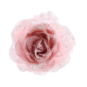 Glitter Blush Pink Rose Clip 14cm 