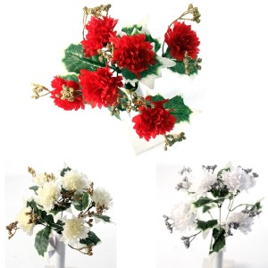 Jeno Christmas Glitter Mini Carnation Bush -18cm (Assorted)