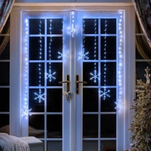 Christmas Snowflake Curtain String Lights - Cool White