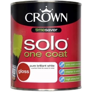 Crown Solo One Coat Gloss 750ml Pure Brilliant White 