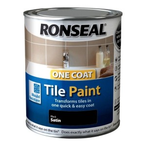 Ronseal One Coat Tile Paint  750ml Black Satin 