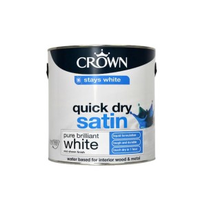 Crown Quick Dry Satin Paint 750ml Pure Brilliant White