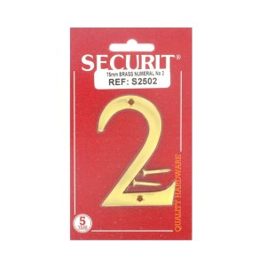 Securit S2502 75mm Numeral No.2 (Brass)