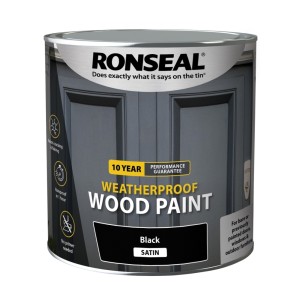 Ronseal 10 Year Weatherproof  Wood Paint Black Satin 2.5L
