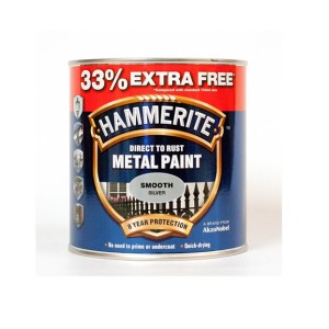 Hammerite Metal Paint 750ml Smooth Silver ( +33% Extra)