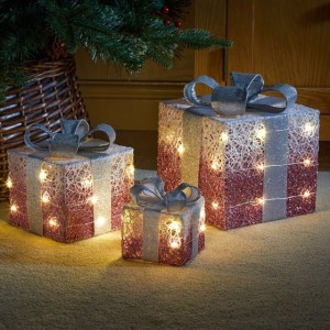 Christmas Sparkly Gift Boxes (Set of 3) Pink