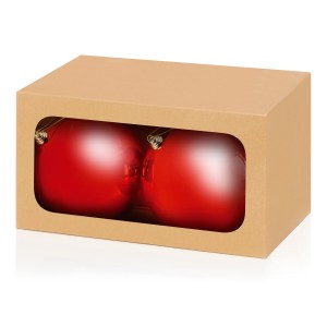 Christmas (2 Pack) Large Shiny Baubles 20cm Red