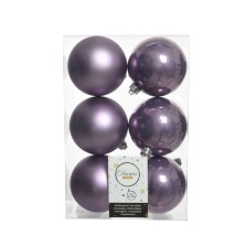 Christmas Shatterproof Baubles 8cm (6 pack) Lilac