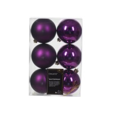 Christmas 6 Pack Shatterproof Baubles Violet (8cm)