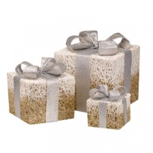 Christmas Gold Sparkly Faux Gift Boxes - Set of 3