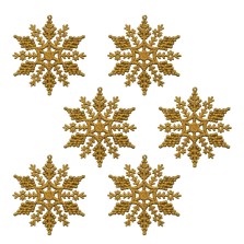 Christmas Glitter Hanging Snowflakes (6 Pack) Gold