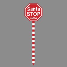 Christmas Glitter Santa Stop Here Sign Red