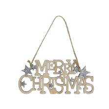 Merry Christmas Wooden Hanging Decoration 12cm 