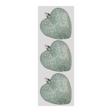 Christmas Glitter Hearts (3 Pack) Sage Green