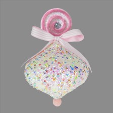 Christmas Spinning Top 19cm - Pink Candy Cane